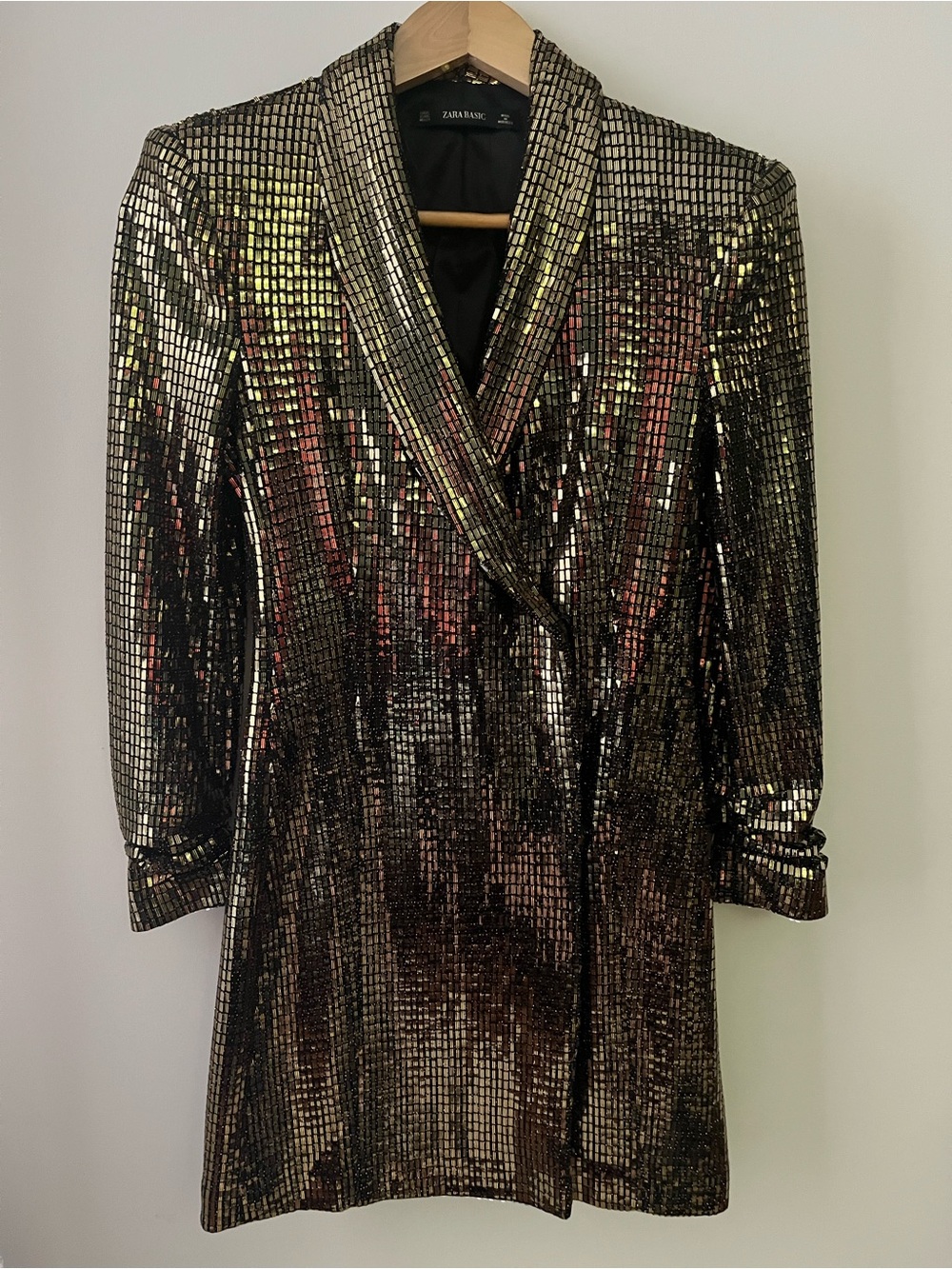 Zara Basic Gold Sequin Blazer Dress